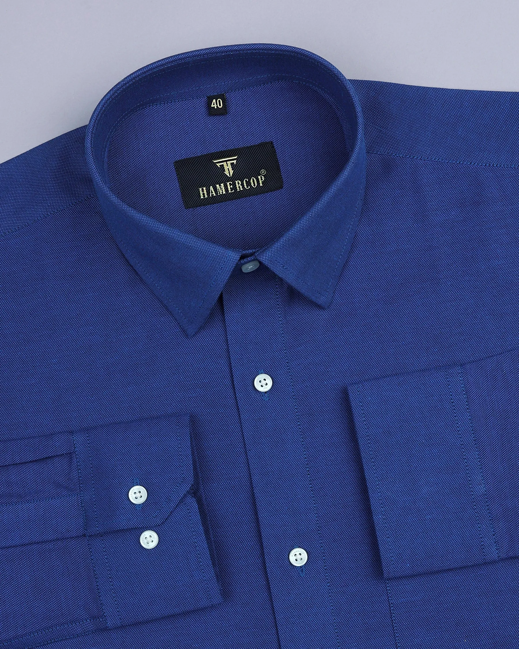 Royal Blue Oxford Cotton Solid Formal Shirt