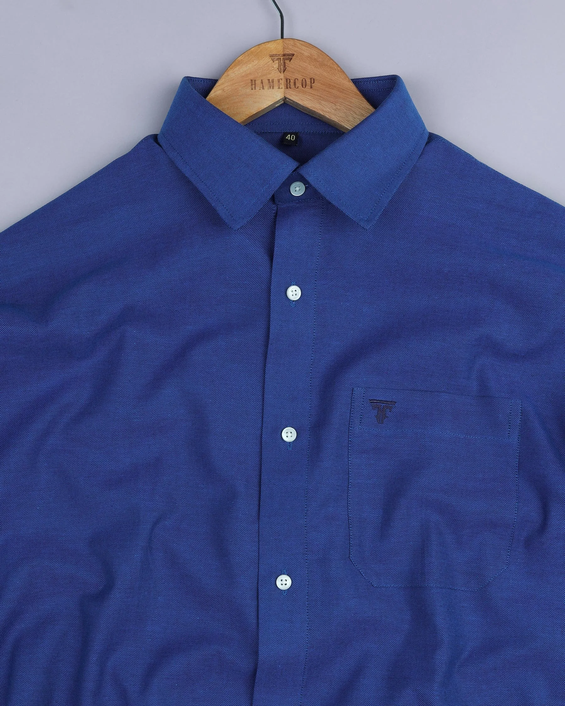 Royal Blue Oxford Cotton Solid Formal Shirt