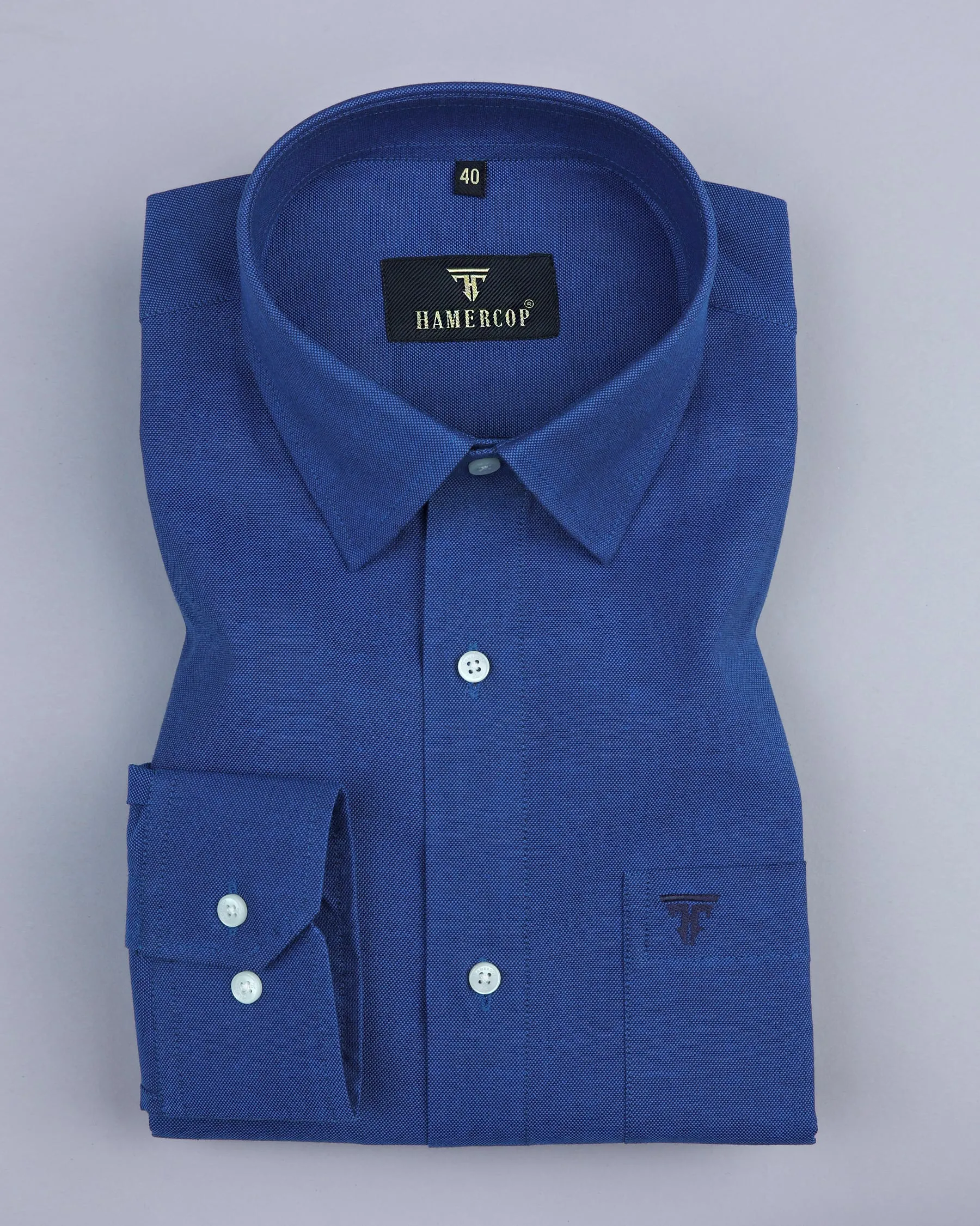 Royal Blue Oxford Cotton Solid Formal Shirt