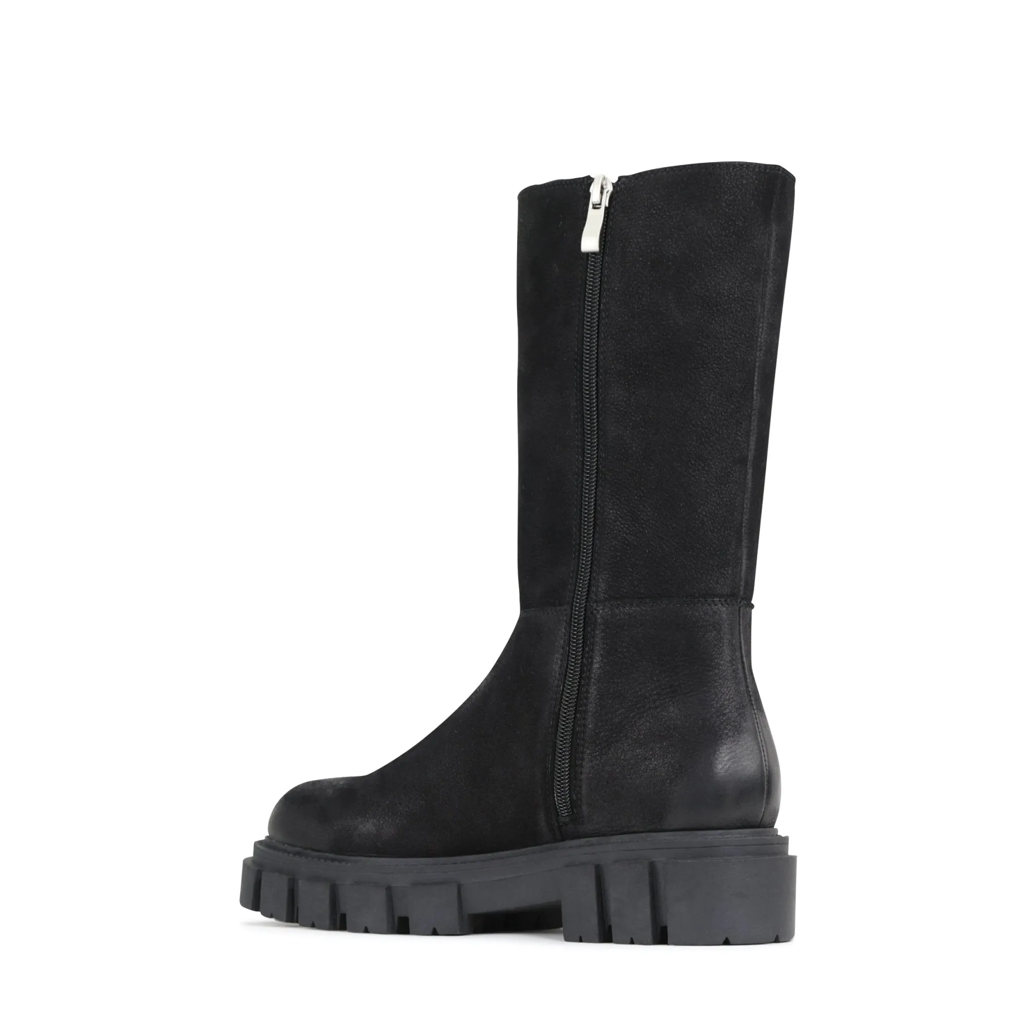 SHEARLING LEATHER CHUNKY MID BOOTS