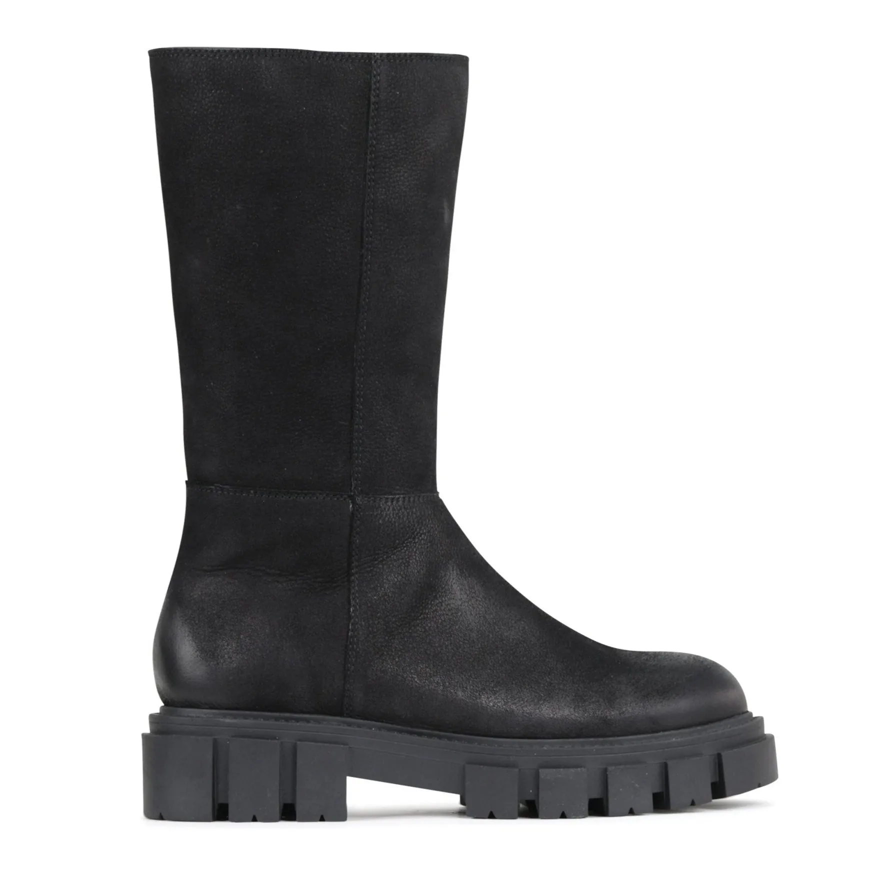 SHEARLING LEATHER CHUNKY MID BOOTS
