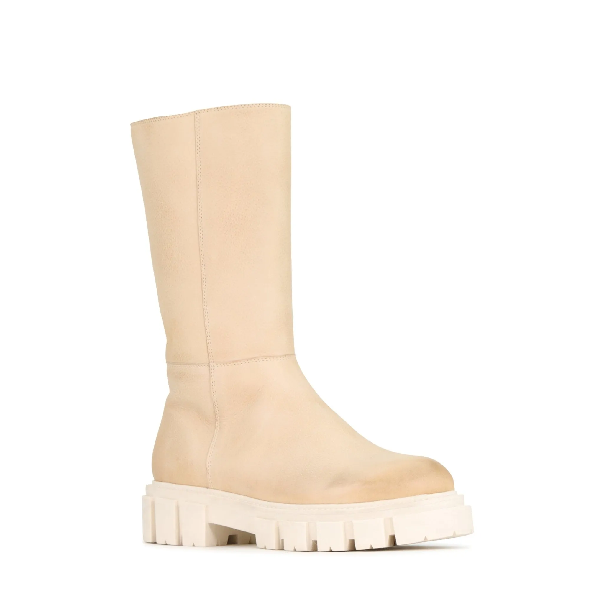 SHEARLING LEATHER CHUNKY MID BOOTS
