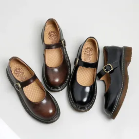 Small Leather Shoes New Breathable Round Head Soft Girl Retro College Style Summer Word Buckle Mary Jane Women's Shoes
