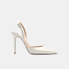 Summer High Heel Backstrap Genuine Leather Pointed Toe Bridal Pumps With Buckle