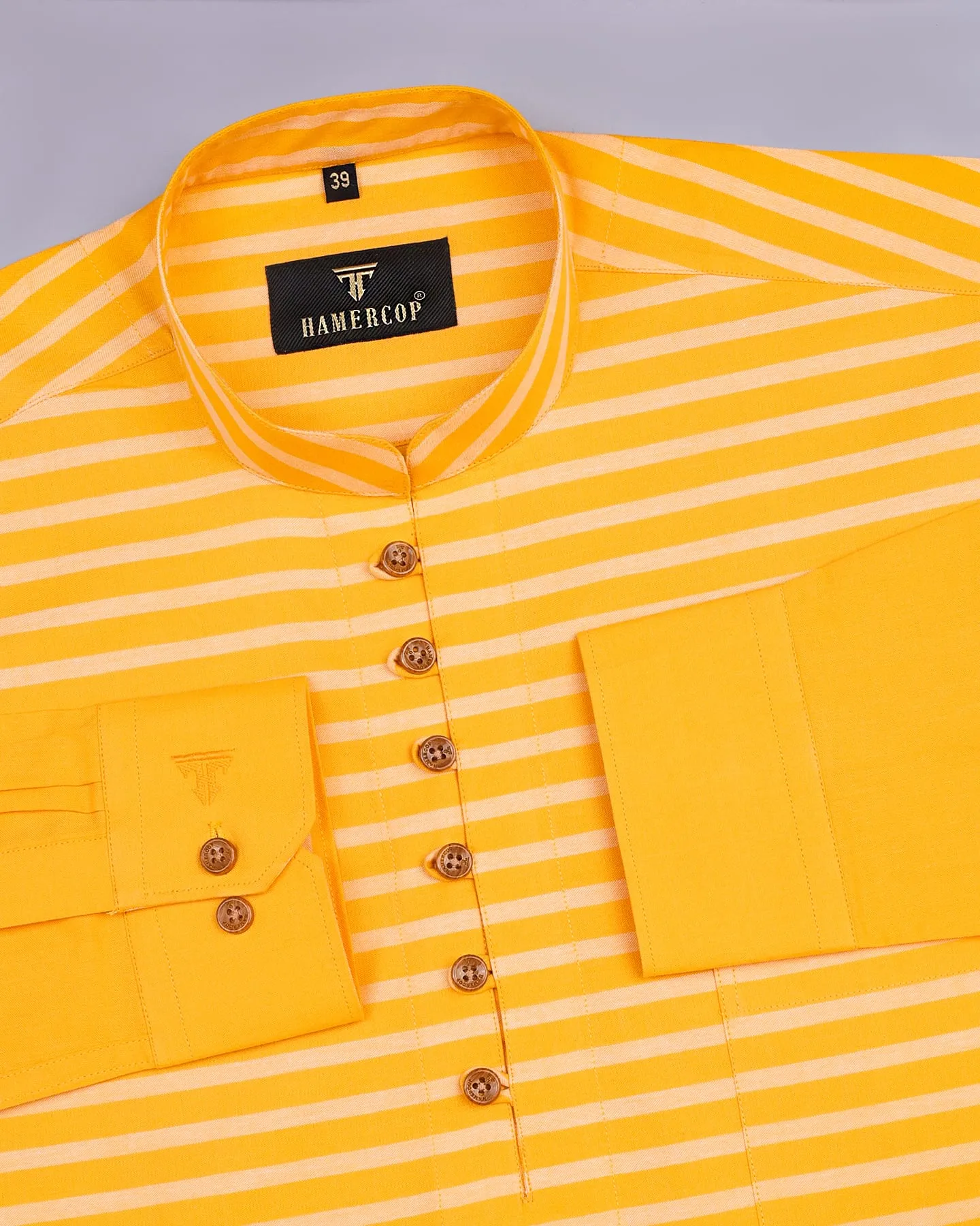 Sunflower Yellow Designer Oxford Cotton Shirt Style Kurta