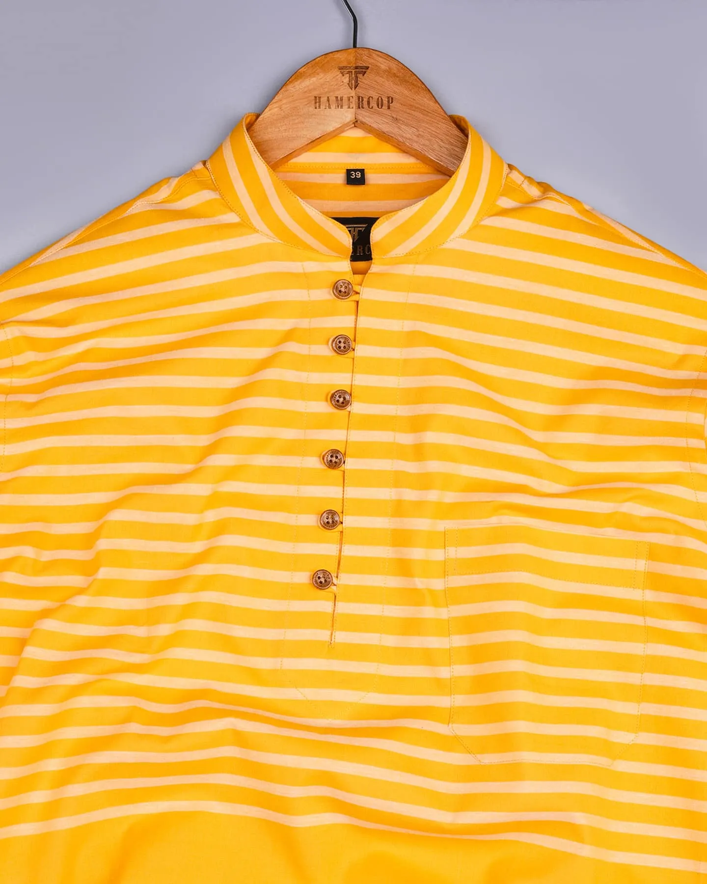 Sunflower Yellow Designer Oxford Cotton Shirt Style Kurta