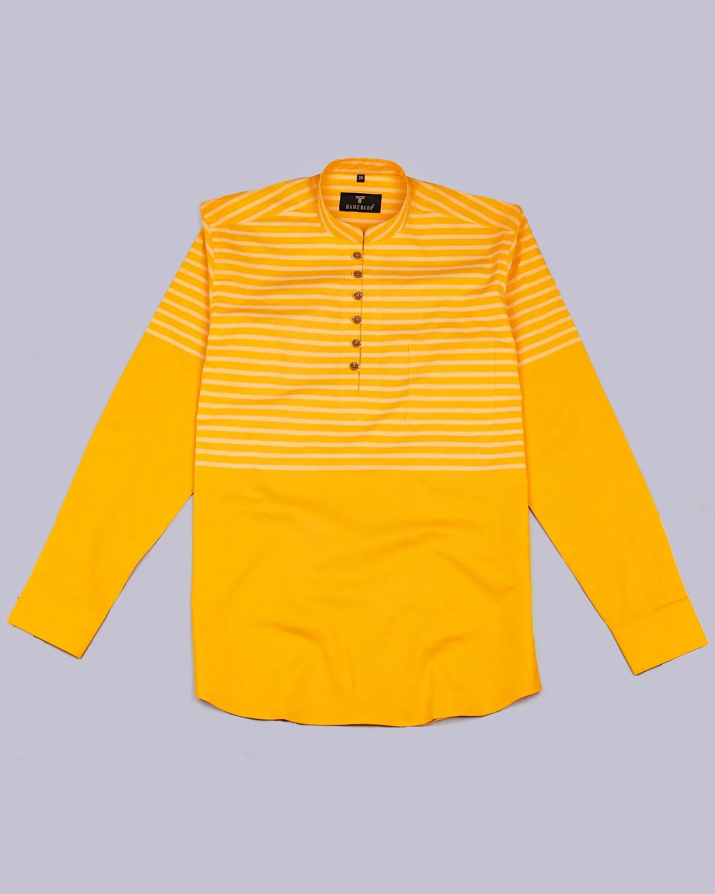 Sunflower Yellow Designer Oxford Cotton Shirt Style Kurta