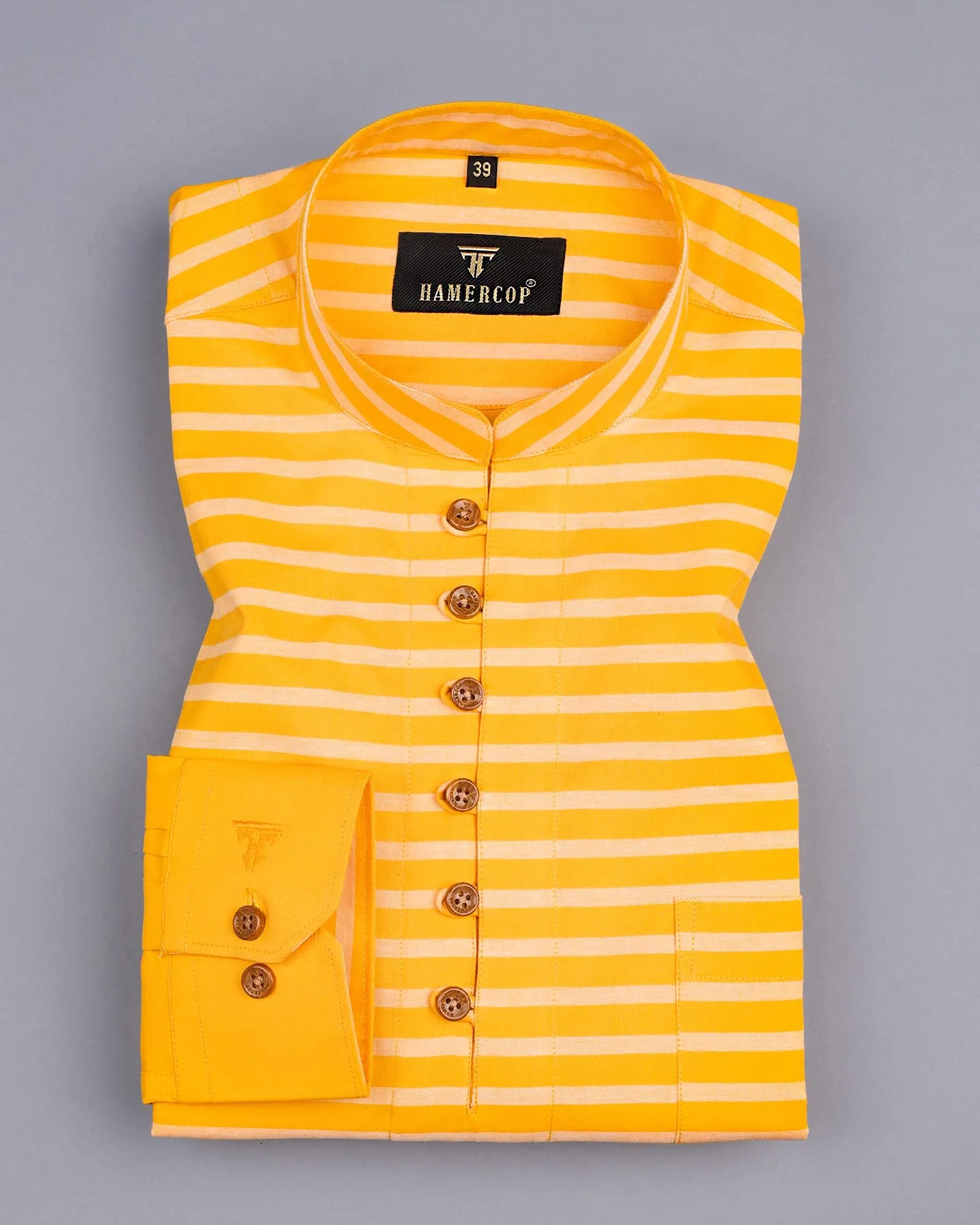 Sunflower Yellow Designer Oxford Cotton Shirt Style Kurta