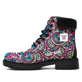Unique Gift,Personalized Yoga Design Boots, Custom Harmony Boots, Yoga-Themed Winter Unisex Boots