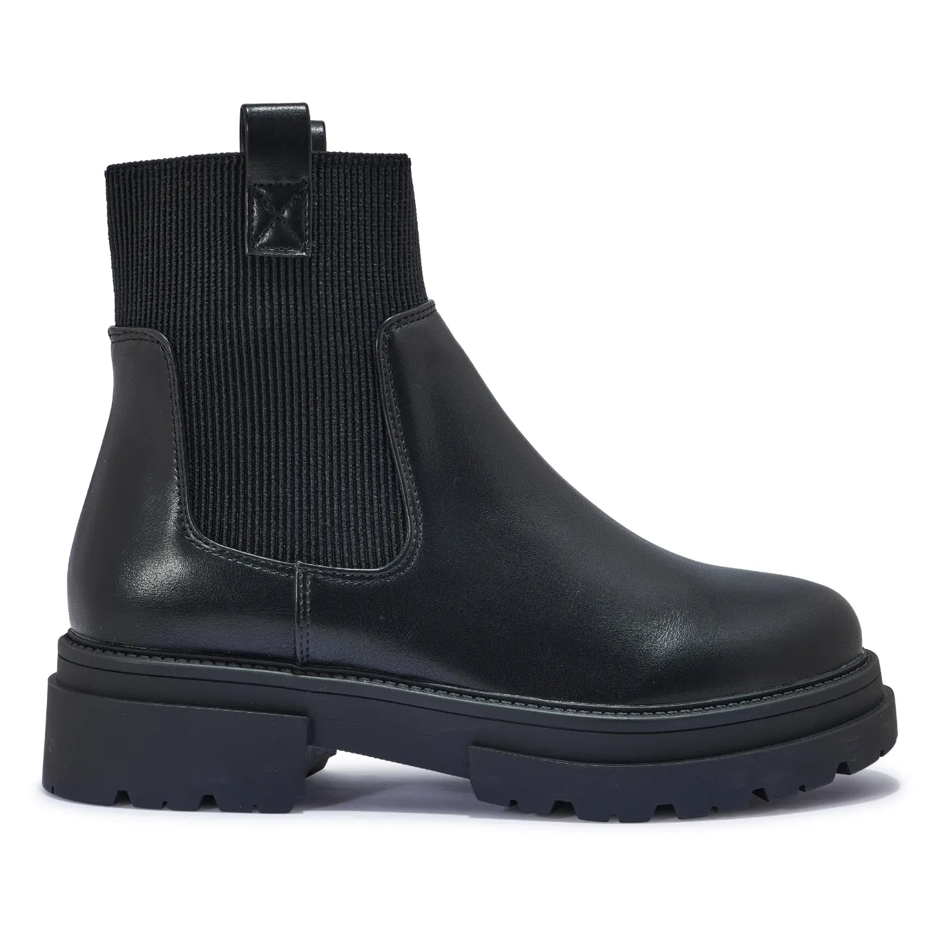 WFPERTH51 CHUNKY FAUX  LEATHER FLAT BOOTS IN BLACK CROC