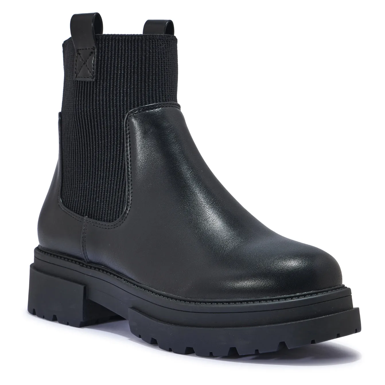 WFPERTH51 CHUNKY FAUX  LEATHER FLAT BOOTS IN BLACK CROC