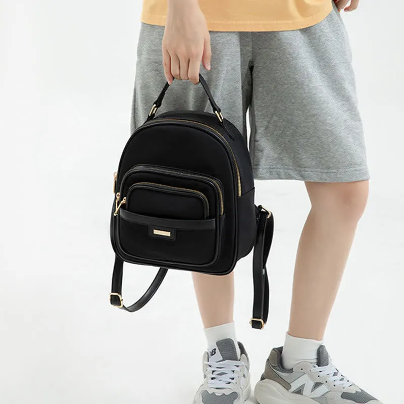 Women Minimalist Backpack Pure Color Lightweight Durable Oxford Daypack