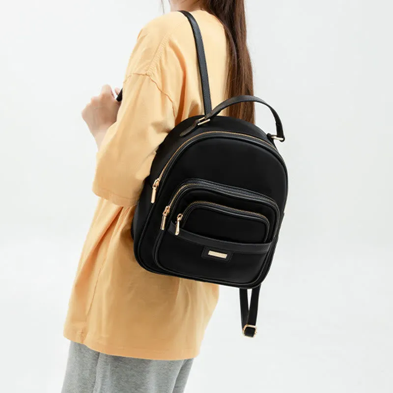 Women Minimalist Backpack Pure Color Lightweight Durable Oxford Daypack