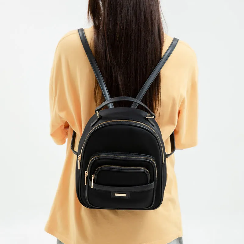 Women Minimalist Backpack Pure Color Lightweight Durable Oxford Daypack