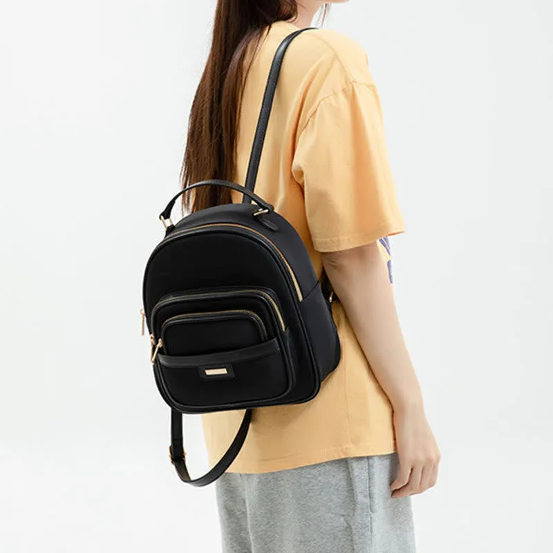 Women Minimalist Backpack Pure Color Lightweight Durable Oxford Daypack