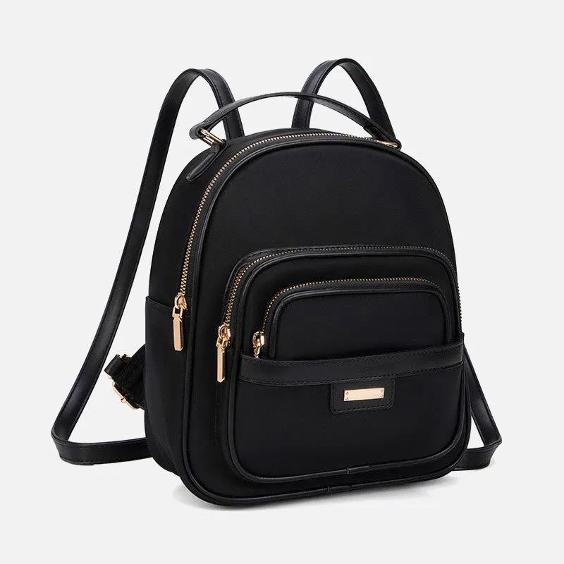 Women Minimalist Backpack Pure Color Lightweight Durable Oxford Daypack