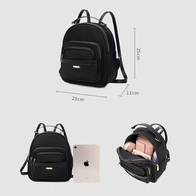 Women Minimalist Backpack Pure Color Lightweight Durable Oxford Daypack