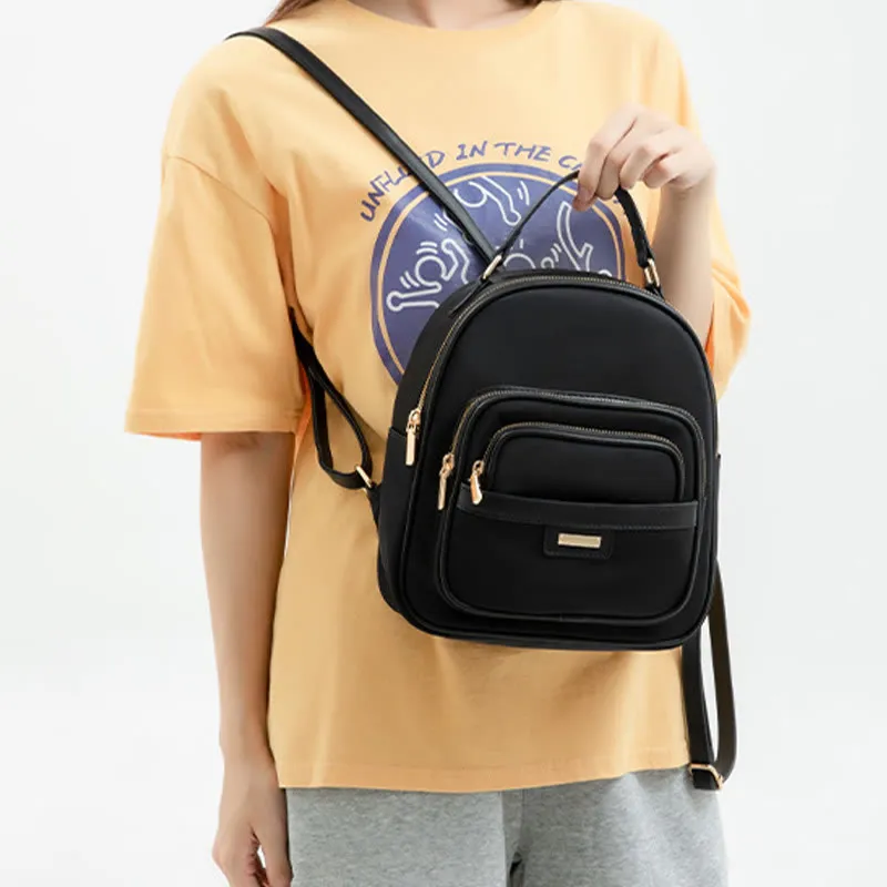 Women Minimalist Backpack Pure Color Lightweight Durable Oxford Daypack
