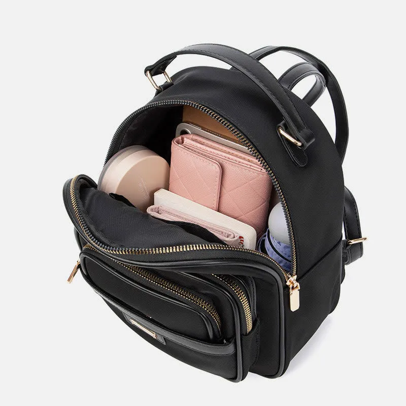 Women Minimalist Backpack Pure Color Lightweight Durable Oxford Daypack