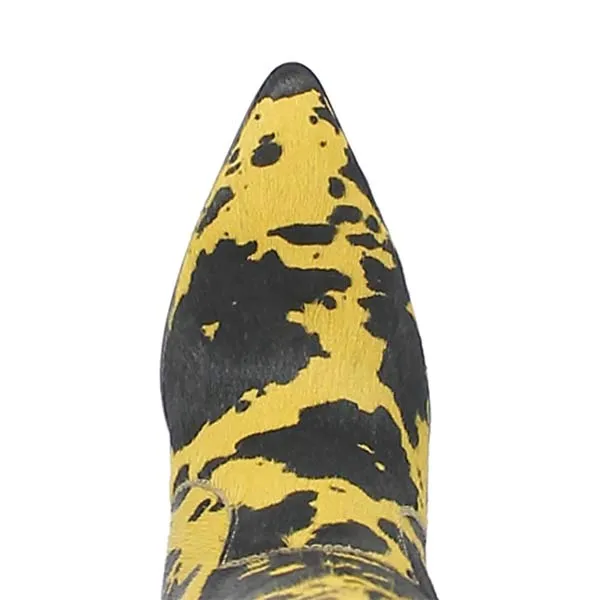 Women's Chunky Heel Pointed Toe Cow Print Cowboy Boots 78851198C