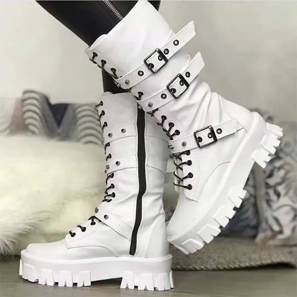 Women'S Mid Tube Platform Rider Boots 14130430C